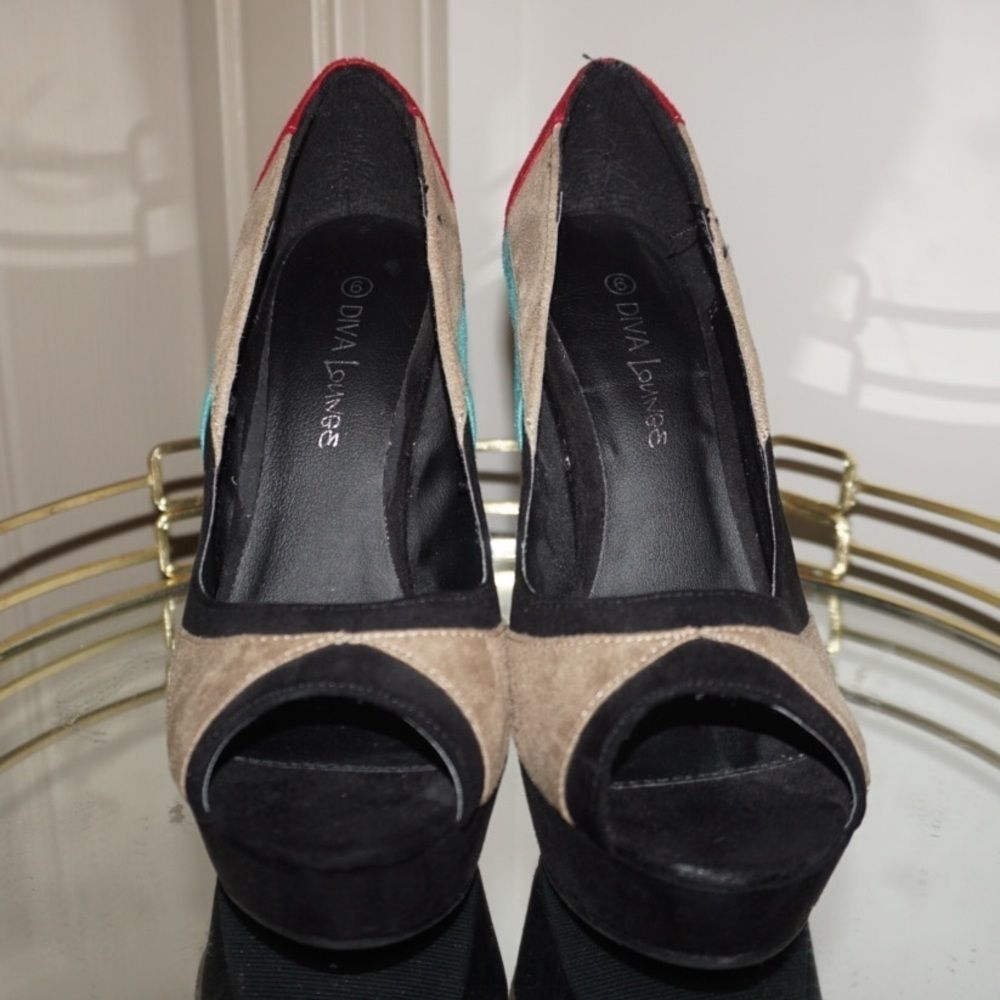 Color block peep toe heels - Picture 2 of 6